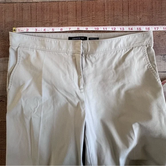 Lafayette 148 NY MANHATTAN Cigarette Ankle Pants Cream Size 6